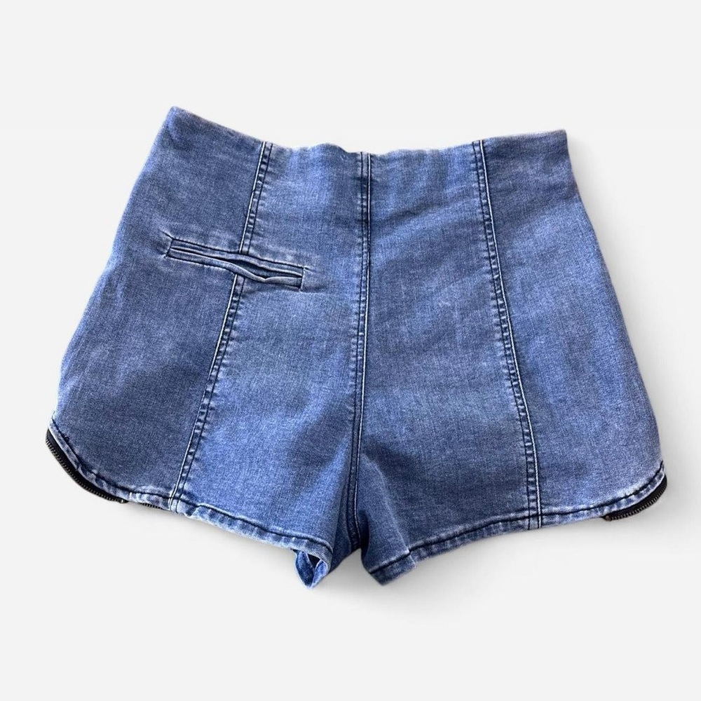 Light Blue High Rise Hot Pants Women’s Denim Shorts Super Cheeky Size Small